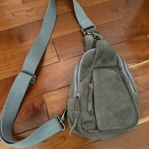 Gray Suede Crossbody Bag